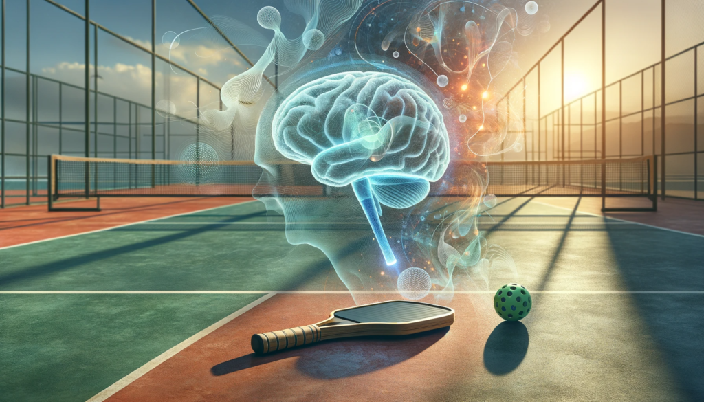 Image for an article titled _Mind Over Pickleball Paddle_ Mastering the Mental Game of Pickleball._ The image should feature a sere