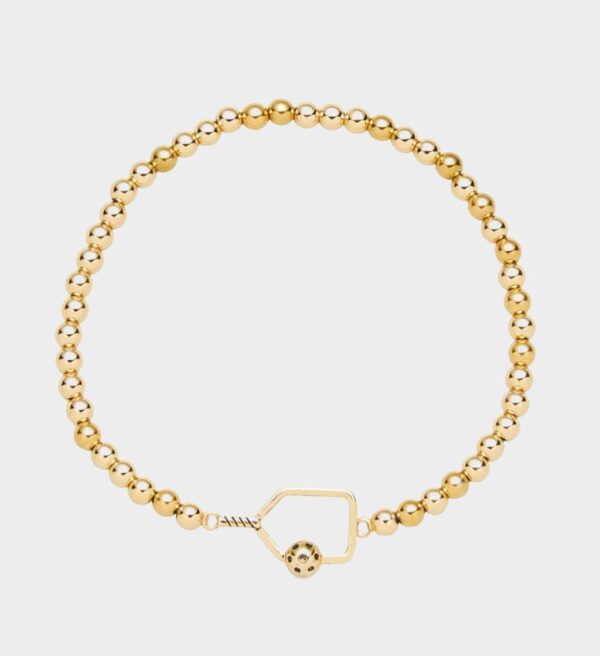 Pickleball Bracelet Delight with Dainty Style Gold Beads, Stackable Charm
