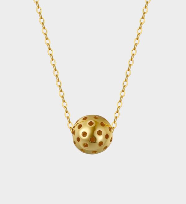 Pickleball Necklace Everyday Sparkle & Playful Charm Gold 3D Ball Pendant
