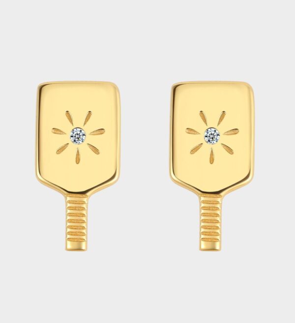 Pickleball Stud Earrings Delight with Chic Style 18K Gold