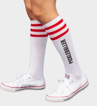 Playful Pickleball Knee-High Socks Comfy, Bold Stripes, Show Your Spirit!